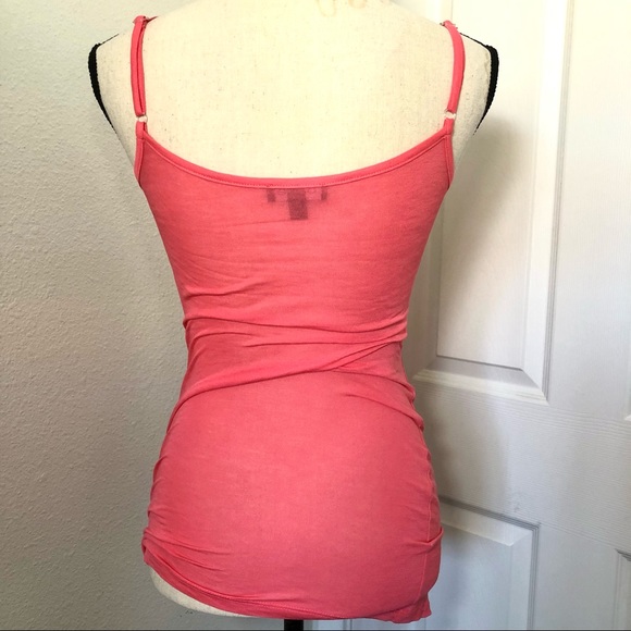 BEBE Set Long Sleeve Ruched Cowl Neck Top Plus Matching Tank Coral Sz S - Picture 4 of 11
